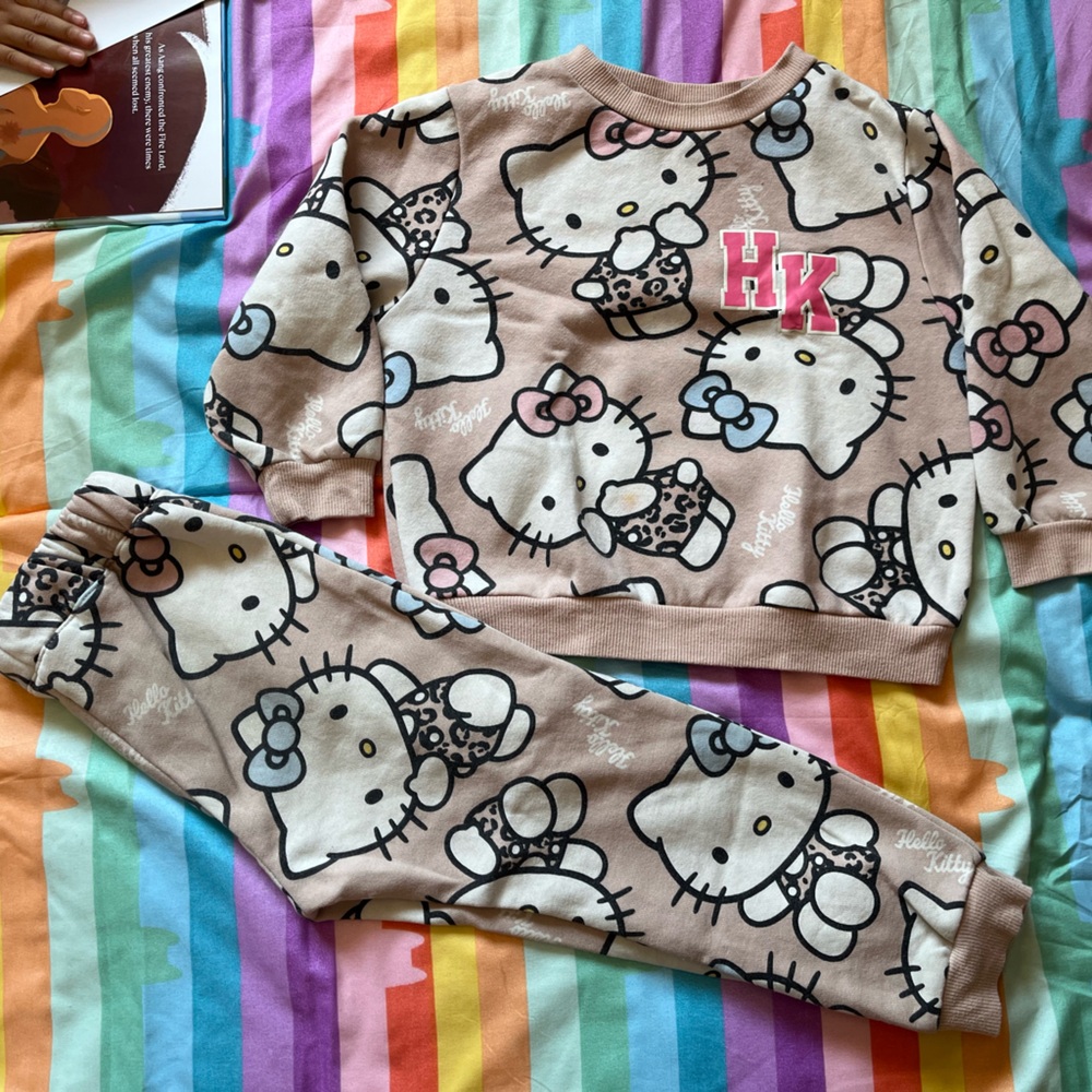 H&M Pink and Black Hello Kitty Graphic Jogging Suit